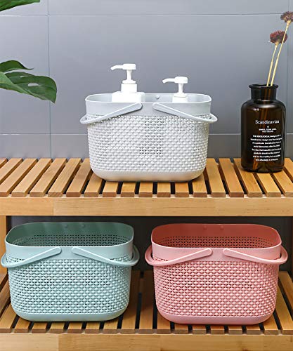 UUJOLY Plastic Organizer Storage Baskets with Handles, Shower Caddy Bins Organizer for Bathroom and kitchen (Blue) - color: Green, size: 1 Pack