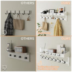 AMBIRD 35 inch Coat Rack Wall Mount, Extra Long Coat Hooks Wall Mount, Entryway Shelf with 7 Dual Coat Hooks 4 Key Hooks Mail Organizer, Wooden Wall Coat Rack with Hooks, Key Holder Rack (White) - color: White, size: 35" L