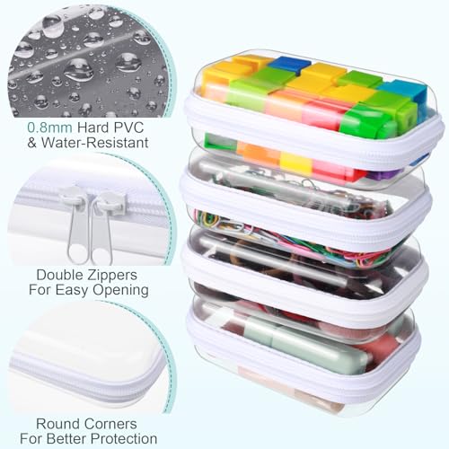 Sanwuta 6 Pcs Clear Hard Zipper Case Plastic Zipper Pouches Transparent Makeup Bag Pencil Case Pouches Toiletry Diaper Bag for Travel Toy Storage Organizer Bins(White,5 x 3 x 2 Inch) - color: White, size: 5 x 3 x 2 Inch