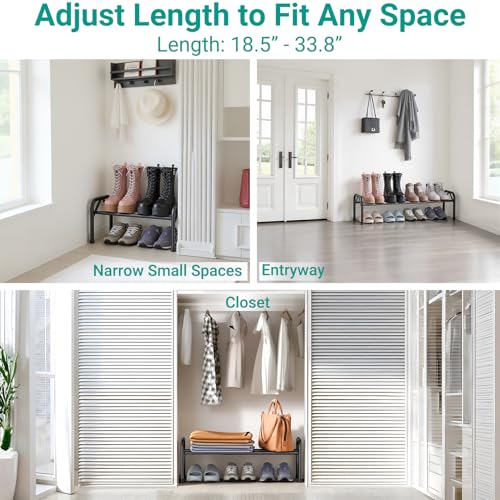 YEASHEIN 1-Tier Expandable Shoe Rack for Closet Floor, Λ-Frame Metal Small Shoe Rack for Entryway, Adjustable Shoe Shelf Organizer, Free Standing Shoe Racks for Front Door Entrance, Garage - Black - color: Black, size: 1 Tier