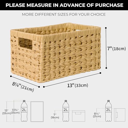 GRANNY SAYS Wicker Storage Baskets, Woven Baskets for Shelves, Waterproof Baskets for Organizing, Wicker Baskets with Handles, 2-Pack - color: Natural, size: 13"L x 8 ¼"W x 7"H