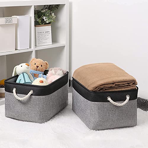 TheWarmHome Organization and Storage Basket for Organizing - 17x14x10 inch Large 3 Pack Collapsible Storage Bin for Shelves, Fabric Basket for Gifts Empty Organizer Gift Closet (Black & Grey) - color: Black&Grey, size: 3PCS/X Large -17.7Lx13.8Wx9.8H