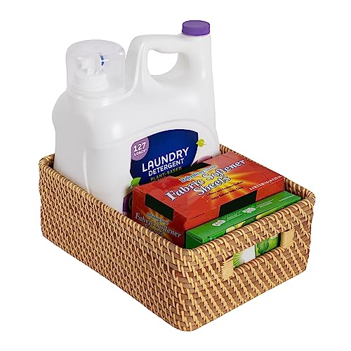 Seville Classics Premium Natural Handwoven Portable Laundry Bin Basket with Carrying Handles - color: Natural Water Hyacinth, size: Rectangular Hamper