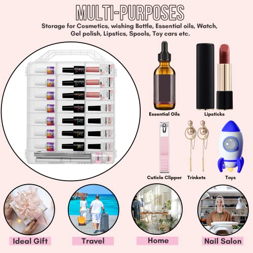Makartt Nail Polish Organizer: Clear Nail Polish Holder for 48 Bottles, Portable Sturdy Gel Polishs Organizer Case with 8 Adjustable Dividers, Double-Sided Opening Space Saver for Salon & Home Use - size: Clear 48 bottles