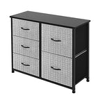 Storage Dresser Furniture Unit-Large Standing Organizer Chest for Bedroom, Office, Living Room, and Closet-5 Drawer Removable Fabric Bins, Grey with Black