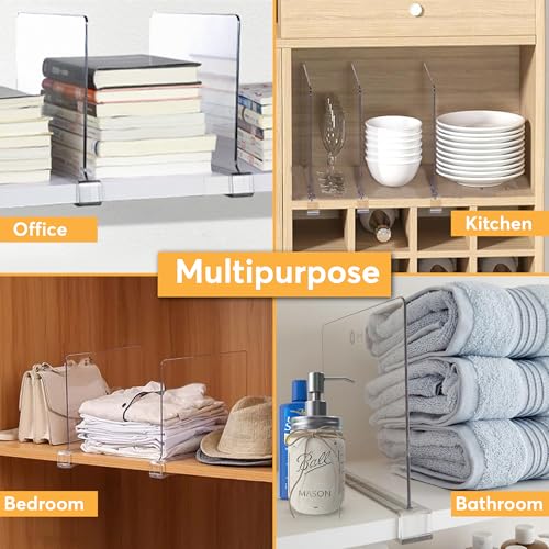 12 Pack Acrylic Shelf Dividers for Closet 11x7.9 Inch – Acrylic Dividers for Shelves Clear Closet Shelf Separators for Purses, Clothes Storage – Vertical Bookshelf Dividers for Bedroom & Kitchen - size: Pack of 12