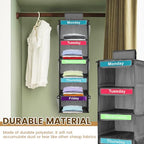 Gray 5-Shelf Polyester Kids' Daily Clothes Organizer - Monday to Friday, Holds Hats, T-Shirts, Bags & Towels - color: Grey