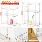 2 Pack 3 Tier Large Pull Out Bathroom Organizers and Storage,13.8″ Deep Sliding Kitchen Under Sink Organizer for Cleaning Products Storage,Acrylic Clear Bathroom inder Sink Organizer,Undersink Storage - style: 2 Pack-3 Tier