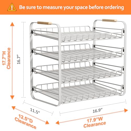 MAXIFFE 4 Tier Can Organizer, Space-Saving Easy Assembly Adjustable Sturdy Metal Hold 48 Cans Storage Holder Rack Dispenser for Pantry Kitchen Cabinet Countertop RV, for Soda Drinks Fruits, White - color: Bright White, size: 4 Tier - 1 Pack