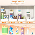 YJHome 2 Pack Expandable Under Sink Organizer, 2 Tier Pull Out Cabinet Organizer with Smooth Ball Bearing Slides, Adjustable Height Cabinet Storage Shelves for Kitchen, Bathroom, Laundry, Pantry - size: 2 Pack 9.8“-15"W
