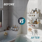 TAILI Shower Caddy Suction Cup 2 Pack, Heavy Duty Bathroom Organizer, Removable Shelves for Inside Shower, Shampoo, Waterproof Suction Plastic Storage for Bathroom Accessories Holder, White - style: 2 × White