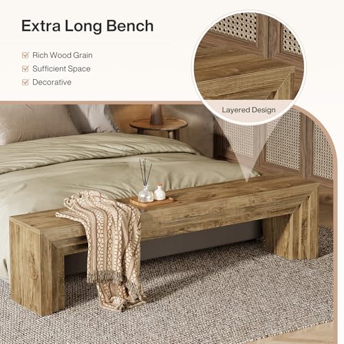 Tribesigns 71" Extra Long Entryway Bench, Modern Farmhouse Shoe Bench Wooden Indoor Seating with Layered Design for Hallway, End of Bed, Living Room, Sofa Back, Dining Room, Brown - color: Brown