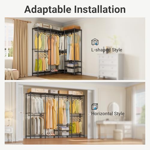 VIPEK V40 Heavy Duty Clothes Rack, 1110lbs Capacity Sturdy Metal Garment Rack, Clothing Rack with 6 Shelves & 4 Hang Rods, Adjustable Open Wardrobe Closet Organizer for Bedroom/Apartment/Retail, Black - color: Black, size: V40 Regular