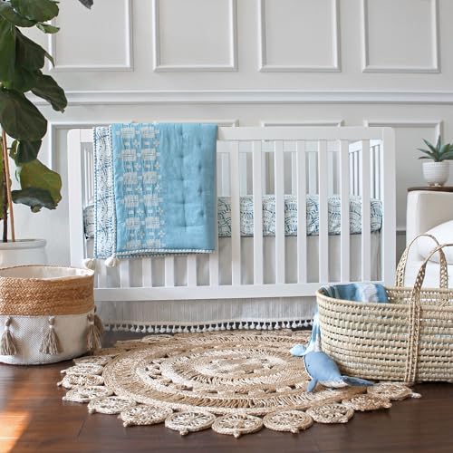 Crane Baby Boho Safari Nursery Decor Baby Storage Bin, Cotton & Jute Collapsible Fabric Basket Organizer, 13X12 Jute 13 X 12 Inches Beige - size: 13 x 12 Inches, style: Jute