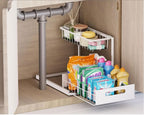 INNOVATIVE LIFE Under Sink Organizer, 1 Pack 2 Tier Under Sink Organizers and Storage, Slide Out Pull Out Cabinet Organizer Shelf, Metal Sliding Drawer for Kitchen， Bathroom，White - size: White (1 Pack)