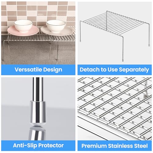 Tomorotec Space-Saving Stainless Steel Storage Rack, 12.8-22.8 in, Silver, Easy to Install, Versatile Design - color: Silver-1Pcs