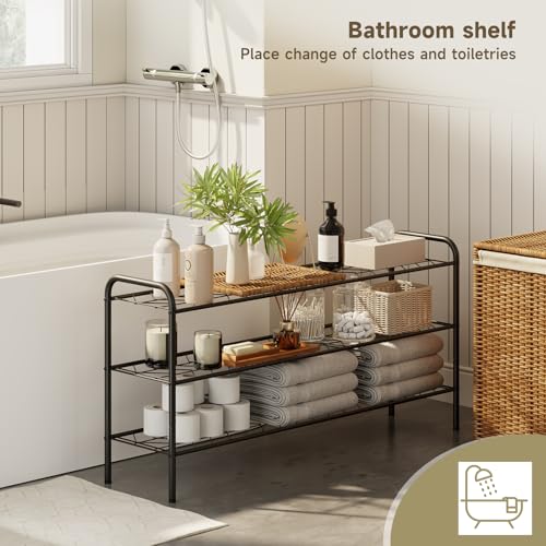 Shoe Rack,Long Shoe Organizer for Closet,Wide Shoe Storage for Entryway, 3 Tier Sturdy Metal Free Standing Shoe Shelf - size: 3-tier-long