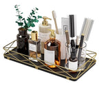 Lixple Toilet Paper Basket Holder, 13" Toilet Tank Tray, Wood and Metal Toilet Tray Vanity Organizer Bathroom Tray, Kitchen Sink Organizer for Soap Dispenser (Black + Gold) - color: Black+gold