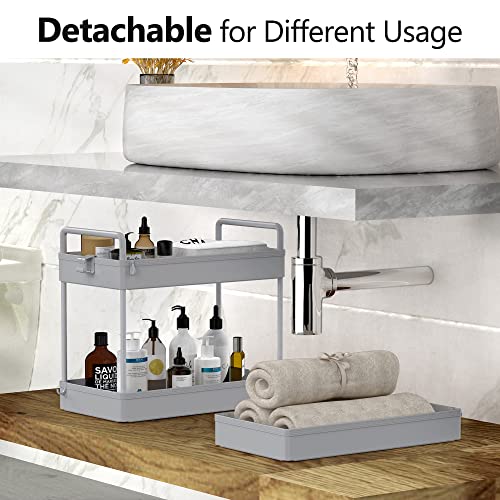 SOLEJAZZ 3 Tier Rolling Storage Cart with Wheels Slim Craft Nail Makeup Snack Art Baby Utility Cart Organizer on 2 Lockable Wheels for Bathroom Laundry Room Kitchen Bedside Narrow Spaces, Gray - color: Grey, size: 3-Tier, 8.66"D