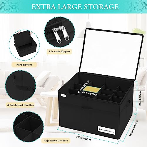 Luvhomee Shoe Storage Organizer, Fits 16 Pairs, Large Shoe Organizer Box for Closet, Clear Foldable Shoes Containers w/Bottom Support, Space Saving Shoe Cubby Storage Boxes w/Reinforced Handles, Black - color: Black, size: 21"L x 16½"W x 13"H