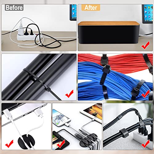 YUANYE Cable Management Box Cable Management Kit for Power Strip to Hide Wires,Cord Organizer Boxes,Safe ABS Material Wire Organizer of Cable Clips Sleeve for Home & Office,3Pack-128PCS /Black - color: Black
