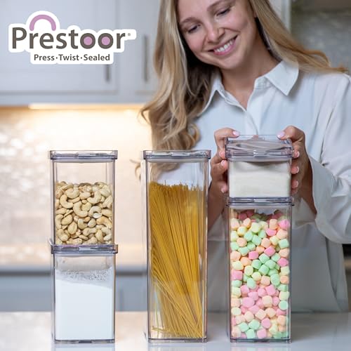 4-Pack Airtight Pantry Containers, 1.9 QT Clear SAN Food Storage Jars with Twist-Lock Lids, Detachable for Easy Cleaning, Stackable for Cereal, Pasta, Rice, Oats & Snacks White - color: White