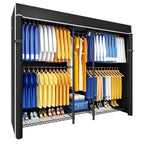 Ulif E12C Pro Heavy Duty Closet Organizer System，Freestanding Clothing Rack, Adjustable Garment Rack 71" W x 16" D x 76.5" H Holds 960 lbs, Black Rack with Black Dustproof Cover - color: Black Rack With Black Cover, size: E12C Pro