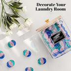 2+1 Pack Glass Laundry Pods Container & Acrylic Dryer Sheet Holder, Clear Laundry Room Organization Containers with Bamboo Lids & Labels, Powder Laundry Detergent Container for Scent Booster, Powder - size: 2+1 Pack