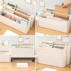 Vidifor Art Supply Organizers Caddy with Handle, Desk, Makeup Caddy and Tote (White+Pink, Large) - color: White+Pink