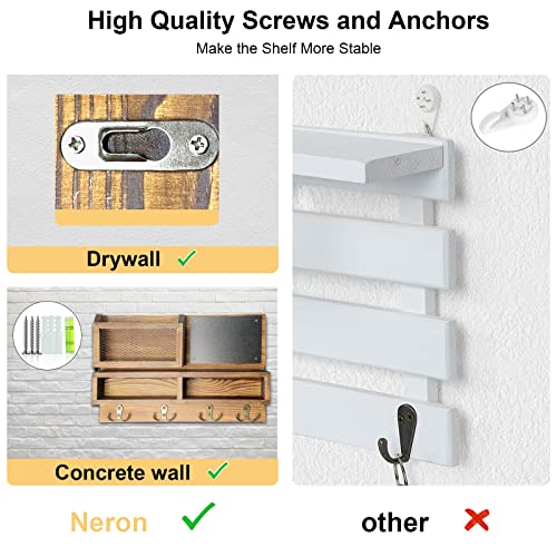Key Holder for Wall, Mail Organizer Wall Mount with Key Hooks and Wallet Holder, Sunglasses Storage and Dog Leash Hanger, Decorative with 4 Double Hooks and Chalkboard - color: Brown