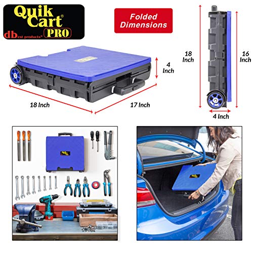 dbest products Quik Cart Pro Wheeled Rolling Crate Teacher Utility with seat Heavy Duty Collapsible Basket with Handle, Blue - color: Blue, style: Pro