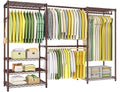 Ulif E1 Heavy Duty Closet Garment Rack, 6 Tiers Adjustable Metal Freestanding Expandable Clothing Storage with 4 Hanger Rods, Easy to Assemble Wardrobe, 71.4" H x (70" - 88.2") L x 14" D, Bronze - color: Bronze
