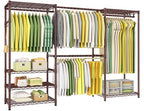 Ulif E1 Heavy Duty Closet Garment Rack, 6 Tiers Adjustable Metal Freestanding Expandable Clothing Storage with 4 Hanger Rods, Easy to Assemble Wardrobe, 71.4" H x (70" - 88.2") L x 14" D, Bronze - color: Bronze