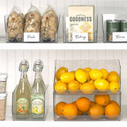 mDesign Wide Stackable Plastic Food Storage Organizer Bin Basket with Open Front for Household Kitchen Cabinets, Pantry, Offices, Closets, Bedrooms, Bathrooms - 10.2" Wide, 2 Pack - Clear - size: 12 x 10 x 6.25 (Pack of 2)