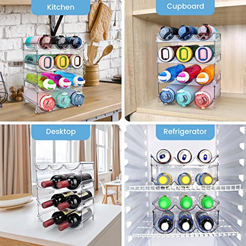 spospo Water Bottle Organizer for Cabinet, 4 Pack Water Bottle Organization and Storage Shelf, Plastic Water Bottle Holder Rack for Fridge, Kitchen, Desktop - size: 4 Pack