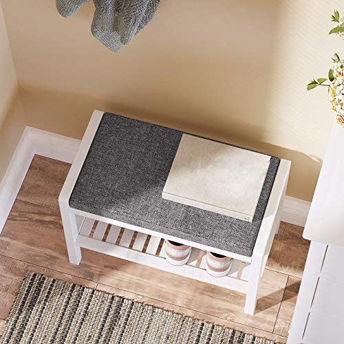 SONGMICS Shoe Rack Bench with Cushion Upholstered Padded Seat, Storage Shelf, Shoe Organizer, Holds Up to 350 lb, Ideal for Entryway Bedroom Living Room Hallway Garage Mud Room Gray and White ULBS65WN - color: Gray + White