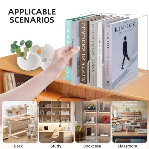 Clear Acrylic Magazine Rack, Vertical File Holder, Desk Organizer Storage Stand for Office, 4 Pack - color: Clear4