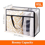 Lifewit 3 Pack Clear Clothes Storage Bags, 95L Plastic Blanket Storage Bag, Vinyl Foldable Moving Bags with Zipper, Closet Organizers and Storage Containers for Bedding, Duvet, Comforter - size: 95L