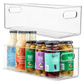 Plastic Food Storage 2 Pack Clear Container Bin with Handles for Organizing Kitchen, Pantry, Refrigerator, Freezer, Pantry, Cabinet, Closet, Bathroom. 16”x6”x5” - size: 16x6x5