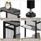 End Table for Small Space, 3-Tier Narrow Side Table with Magazine Holder,Slim Nightstand, Skinny Snack Couch Table in Living Room, Bedroom Study and Balcony (Grey) - color: Grey