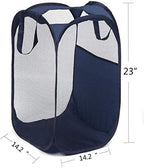 2 pop-up Laundry Hampers，Foldable mesh Laundry Baskets (Each with 2 Reinforced Handles), Blue …… - color: Blue(2 pcs)