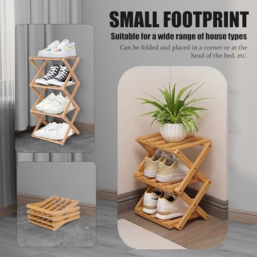 Small Shoe Rack, 3 Tier Portable Folding Shoe Storage Rack, Without Installation, Mini Free Standing Shoe Rack for Camping, Corridors, Bedrooms Living Room Corner and Small Spaces - size: 3 layer