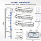 Over the Door Shower Caddy Hanging, Rustproof Shower Shelves with Waterproof Phone Pouch, Adjustable Bathroom Organizers and Storage, No Drilling Shampoo Soap Shelf (Silver 3-Tier) - size: Silver 3-Tier