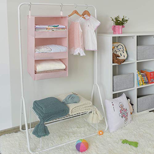 GRANNY SAYS 3-Shelf Hanging Closet Organizer, Collapsible Closet Hanging Shelves, Nursery Hanging Organizer, Pink, 29 ½" H X 12" W X 12" D, 1-Pack - color: 3-shelf Pink, size: 1-Pack