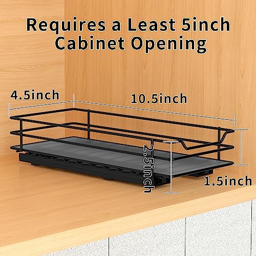 BOIVSHI Pull Out Spice Rack Organizer for Cabinet, Heavy Duty Slide Out Spice Rack Organizer for Kitchen Cabinets and Pantry, Fits Spices, Sauces, Canned Food (4.5''Wx10.5''Dx2.5''H) - size: 1 Tier,4.5''Wx10.5''Dx2.5''H