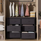 GcdPai Dresser with 6 Fabric Drawer Stand Desktop Sturdy Metal Plastic Support Tube Cube Storage Cabinet for Bedroom Organization Dorm Front Hall Entryway