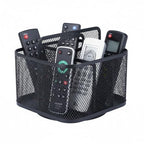 360° Rotating Remote Control Holder, Metal Mesh 5 Compartments Remote Caddy with Handle for Desk or Nightstand Storage, Space-Saving Desk Organizer Style Supply Organizers for Office Desk Accessories