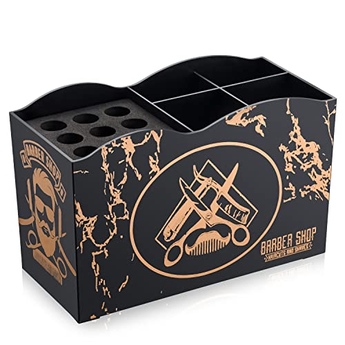 Noverlife Barber Scissors Holder Box, Professional Salon Hairdressing Scissors Rack Holder Storage Organizer for Hairstyling Combs Clips Brushes. - color: Beard Man Style - Black