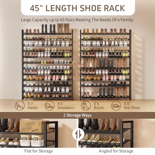 Metal Shoe Rack,Large 12 Tier Shoe Organizer, Heavy Duty Metal 6-Tier Stackable Shoe Storage Vertical Shoe Rack for Closet Front Door Entrance,Entryway,GarageUp to 76 Pairs,Black - color: Black, size: 12 Tier