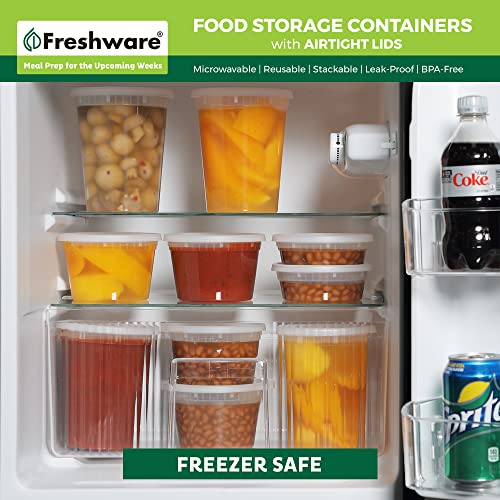 Freshware Food Storage Containers [240 Set] 12 oz Plastic Deli Containers with Lids, Slime, Soup, Meal Prep Containers, BPA Free, Stackable, Leakproof, Microwave, Dishwasher and Freezer Safe - size: 12 oz, 240-Set